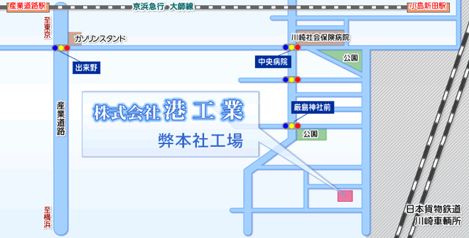 川崎本社工場の地図